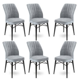 Hanah Home Juego de 6 Sillas Flex Gris y Negro